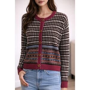 Sundance Vintage wool blend contrast trim cottage core button down cardigan S